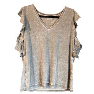 TIME AND TRU Womens Olive Green No Sleeve Ruffle TShirt XL‎